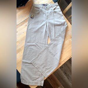 Vintage JNCO Jeans Fixin Girl Logo Khaki Pants 7 USA VTG Loose Baggy Wide Leg